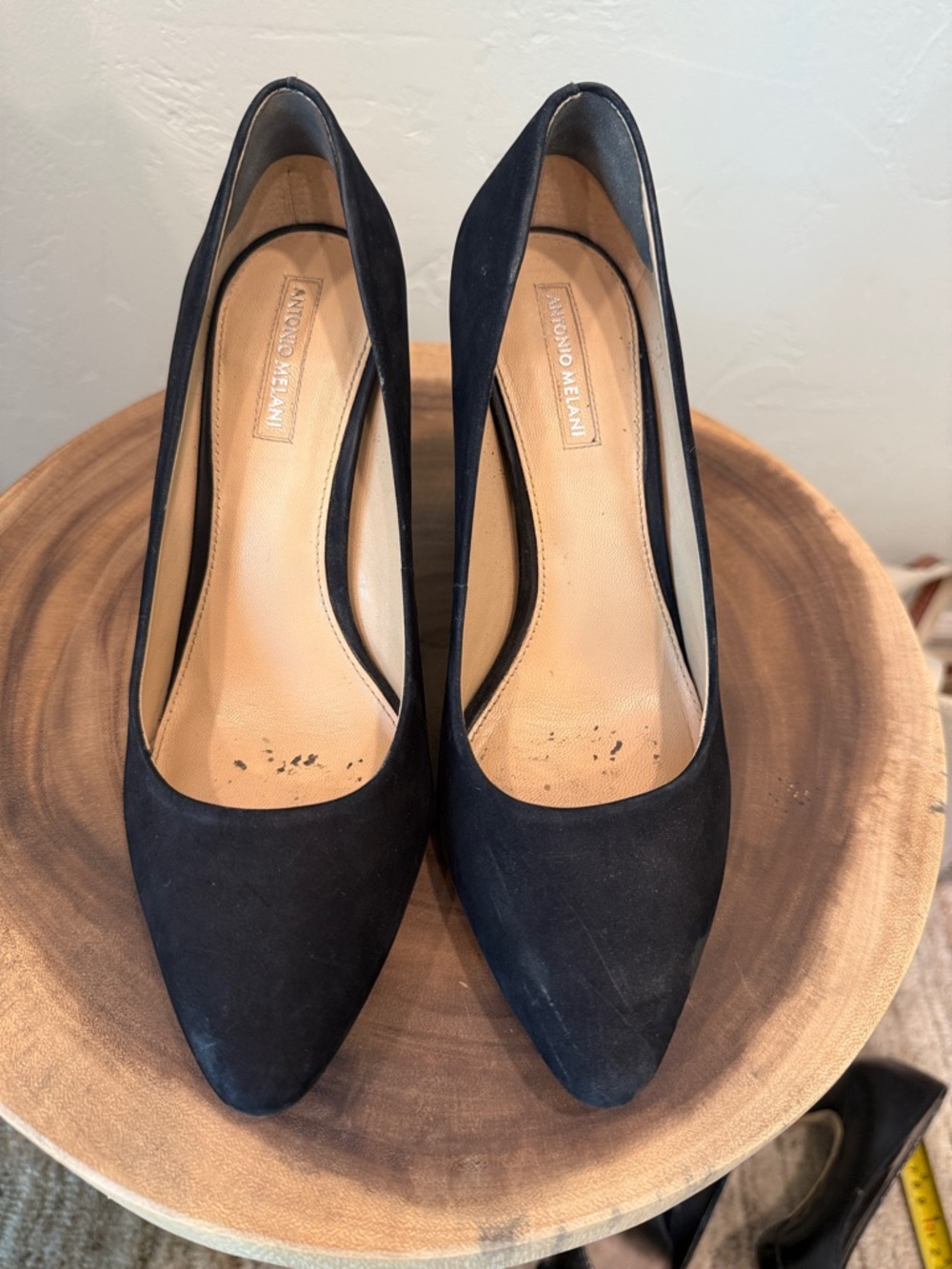 ANTONIO MELANI Black Suede Pointed-Toe Pumps